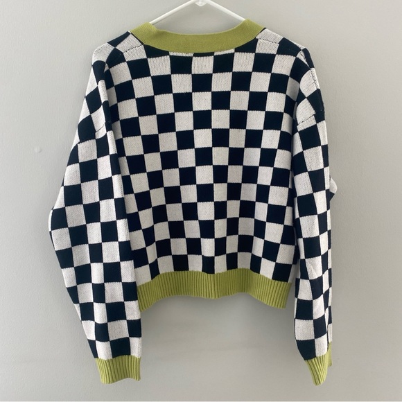 NWOT Lisa Says Gah Checkered Cardigan Sweater - Picture 2 of 7
